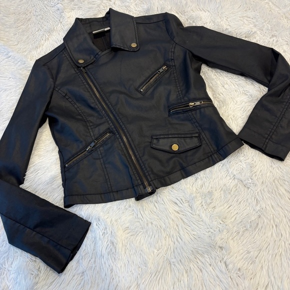 BP by Nordstrom BLACK faux leather moto zip front jacket woman’s XXS - Picture 1 of 10
